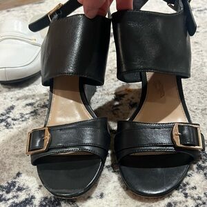 Vince Camuto Black Sandals with Gold Buckle